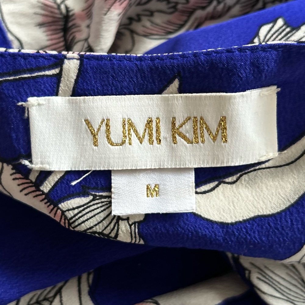 YUMI KIM Rare Silk Floral Mini Dress Party Tie-Waist V-Neck Summer Dress - Picture 13 of 15